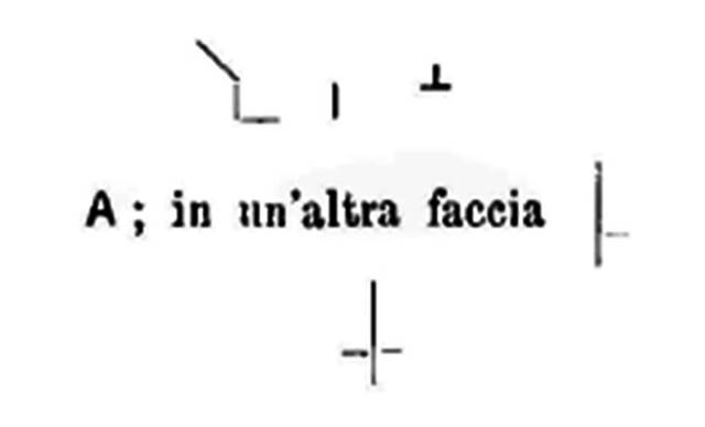 Pompeii Vesuvian Gate. 1906 drawing of masons marks. According to Sogliano, on blocks of Tufa were these stonemason’s marks. See Notizie degli Scavi di Antichità, 1906, p. 99.