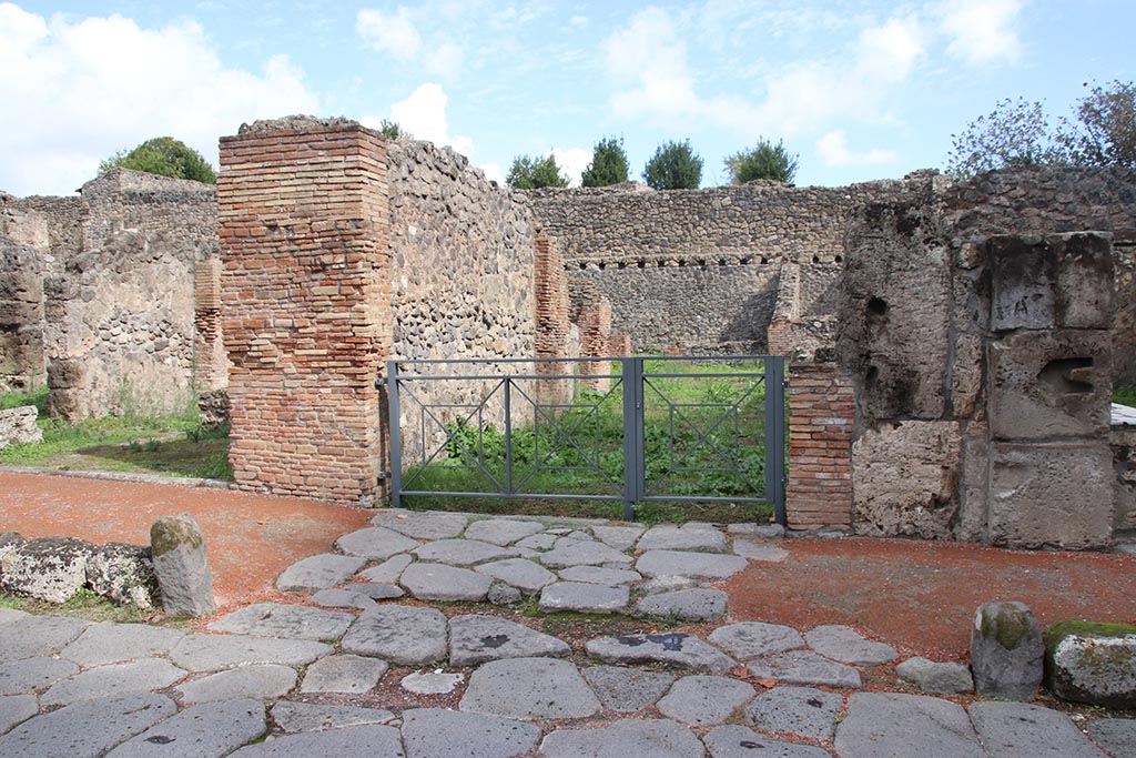 I.1.3 Pompeii, October 2024. Entrance doorway, looking east across Via Stabiana. Photo courtesy of Klaus Heese.