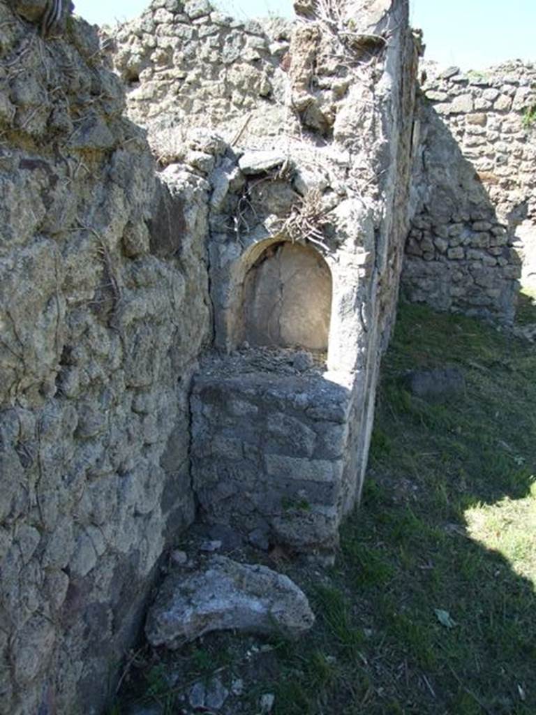 I.2.16 Pompeii.  March 2009. Room 6.  Garden area.  Masonry Aedicula Lararium in North west corner.