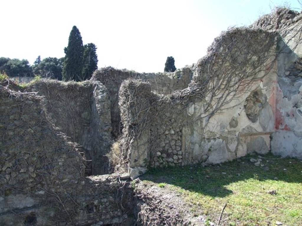 1.3.3 Pompeii.  March 2009. North west corner of West Portico (collapsed) and North Portico.