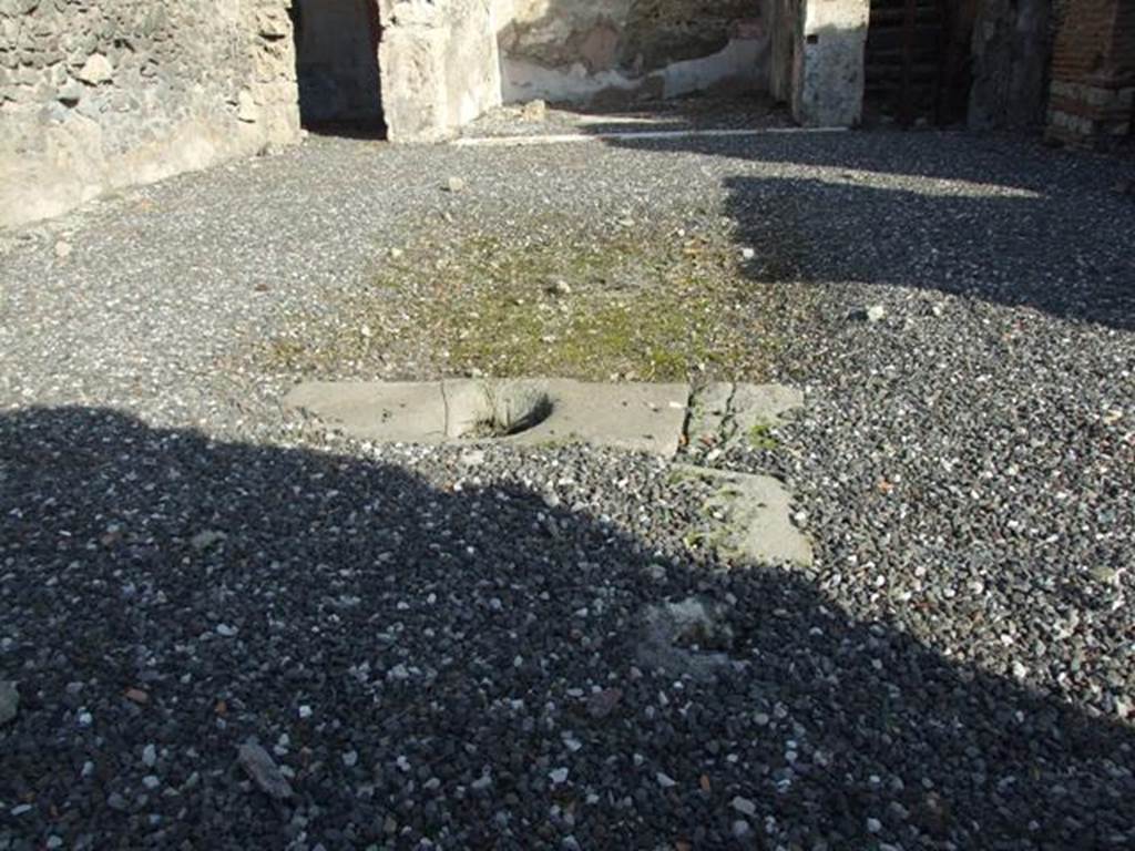 I.3.3 Pompeii. December 2007. Looking east across area of impluvium in atrium. According to Warscher, quoting Mau, from Bull. Inst. 1874, p.177-179, she wrote  Limpluvio  privo del suo rivestimento di pietraa destra dellatrio sono tre camere senza interesse
(translation: "The impluvium was devoid of its stone cladding  to the right of the atrium were three rooms without interest ..."
See Warscher, T, 1935: Codex Topographicus Pompejanus, Regio I, 3:  Rome, DAIR.  
