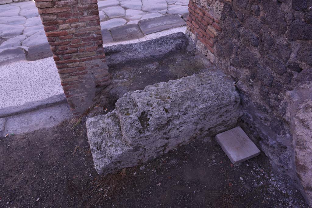 I.4.20/21 Pompeii. October 2019. Base of steps to upper floor, looking north from I.4.20.
Foto Tobias Busen, ERC Grant 681269 DCOR


