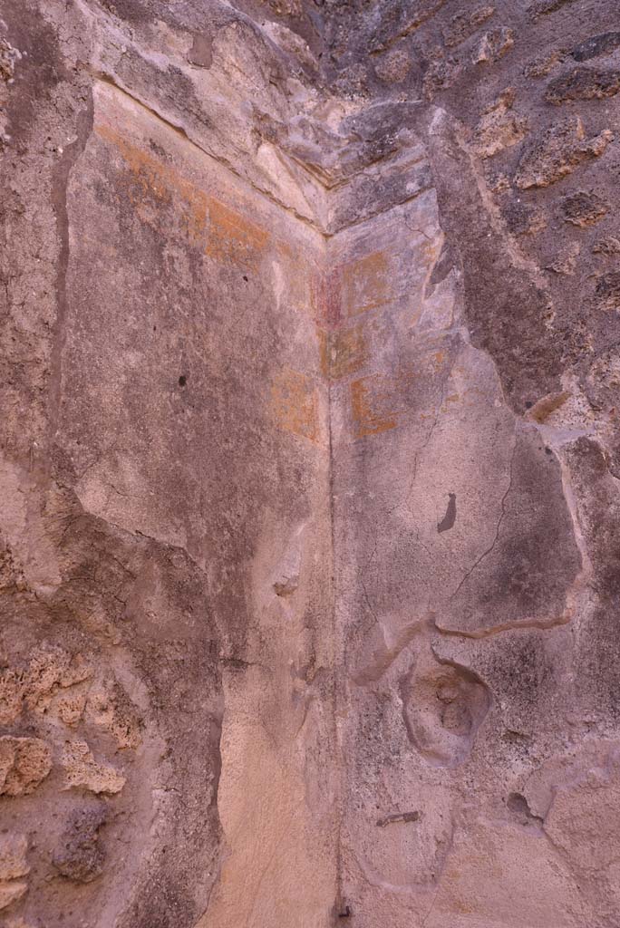 I.4.25 Pompeii. October 2019.   
Room 36, detail of upper south-west corner.
Foto Tobias Busen, ERC Grant 681269 DCOR.
