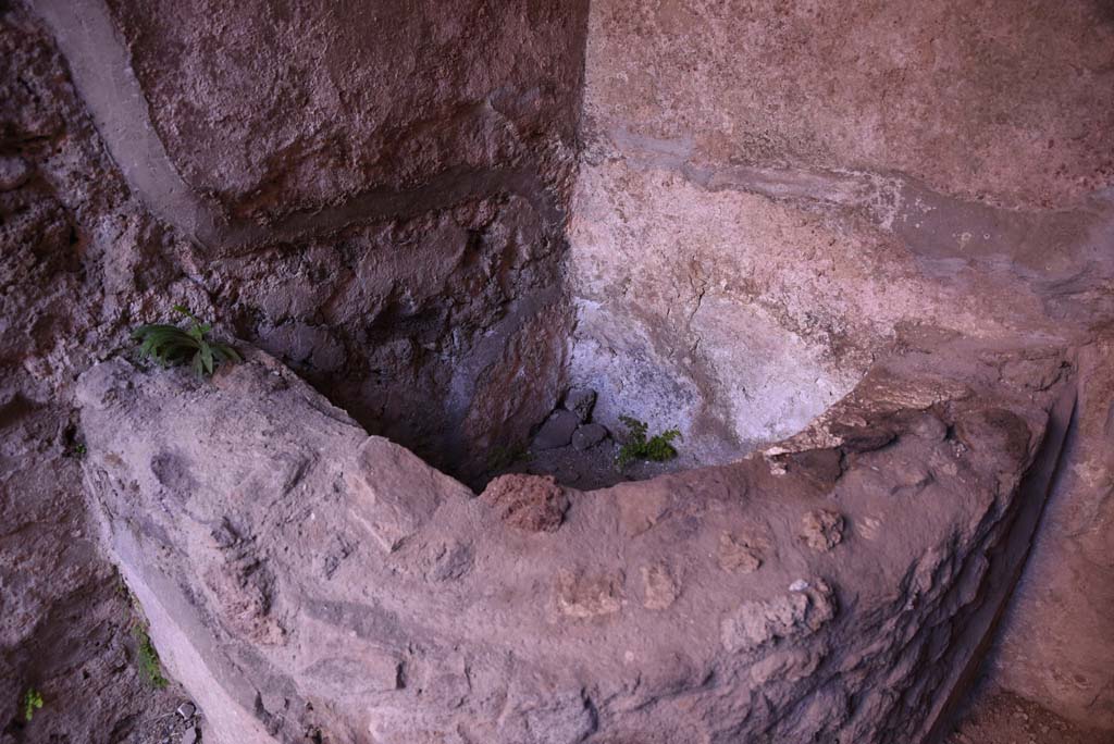 I.4.25/I.4.5 Pompeii. October 2019. Unnumbered corridor/room, basin/vat in vaulted area at east end of corridor with steps. 
Foto Tobias Busen, ERC Grant 681269 DCOR.
