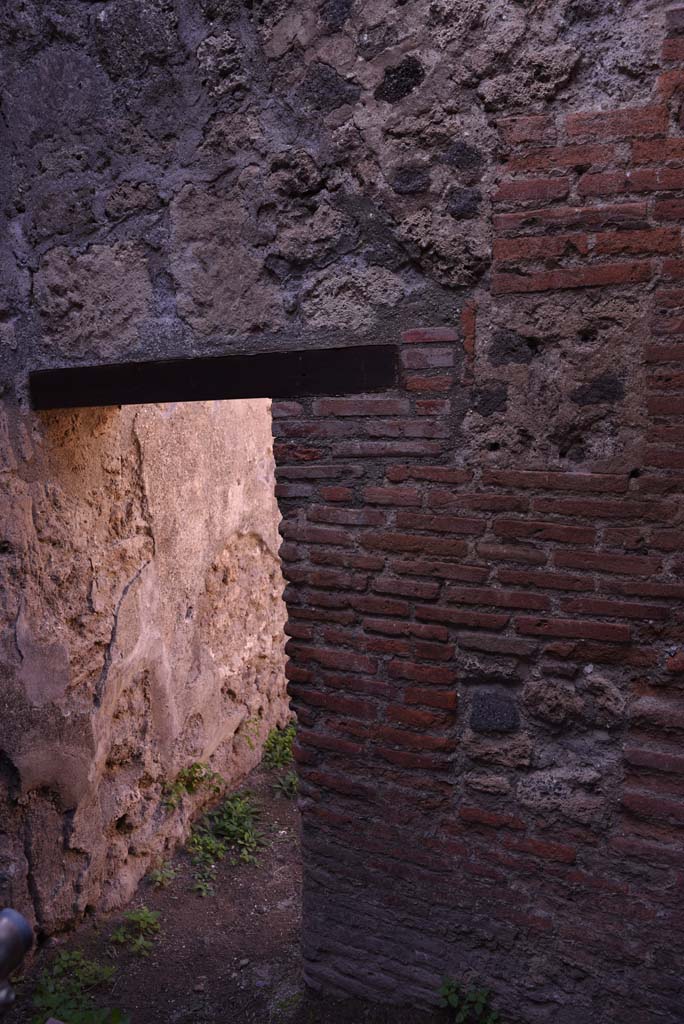 I.4.28 Pompeii. October 2019. Room 65, detail from north wall on east side of doorway.
Foto Tobias Busen, ERC Grant 681269 DCOR.


