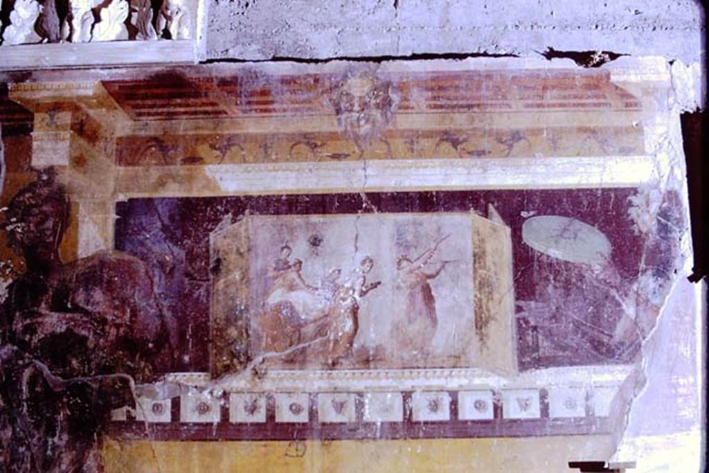 I.6.2 Pompeii, 1968. Painted decoration from north wall of oecus. Photo by Stanley A. Jashemski.
Source: The Wilhelmina and Stanley A. Jashemski archive in the University of Maryland Library, Special Collections (See collection page) and made available under the Creative Commons Attribution-Non Commercial License v.4. See Licence and use details.
J68f0542
