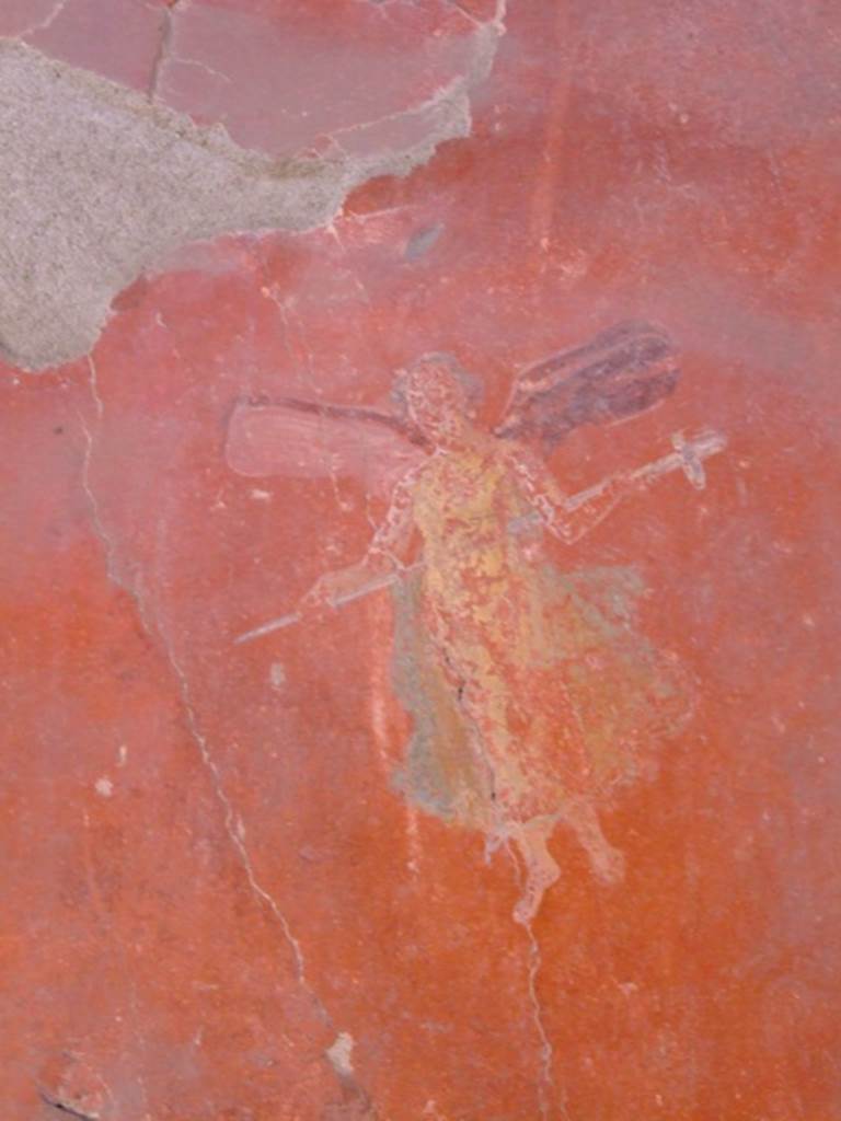 I.6.4 Pompeii.  March 2009.  Room 5, North west corner. Painted flying figure on west wall.