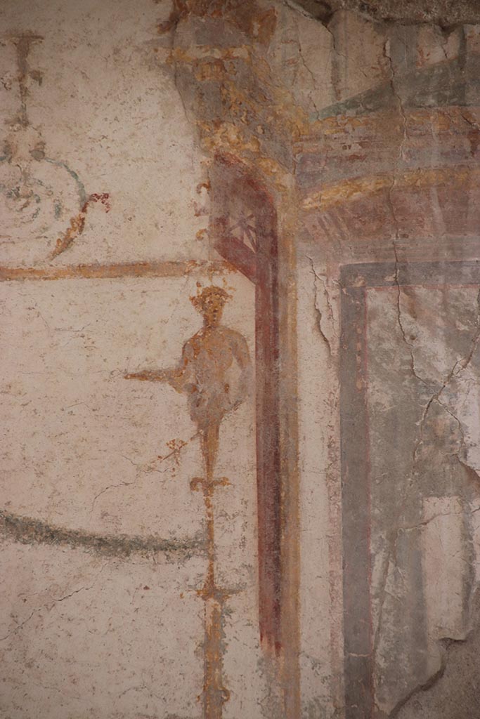 I.6.4 Pompeii. October 2024. 
Room 5, detail of painted figure from upper east wall. Photo courtesy of Klaus Heese.
