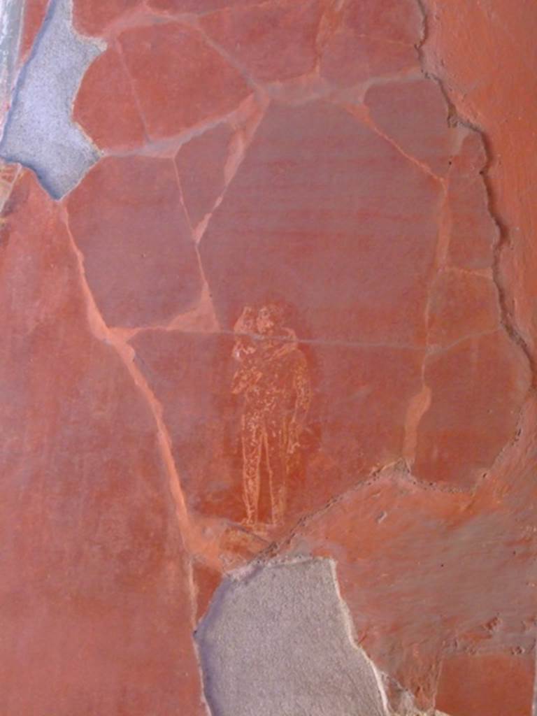 I.6.4 Pompeii.  March 2009.  Room 5, Detail of remains of painted figure on south wall, west end.