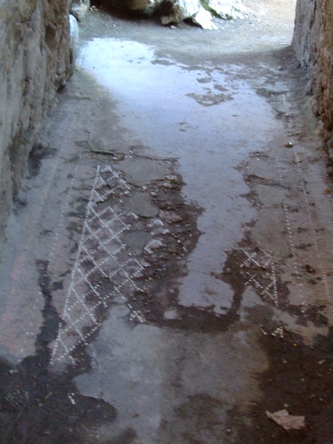 I.6.4 Pompeii. May 2010. Room 9, east side of small garden area with remains of ancient building material.