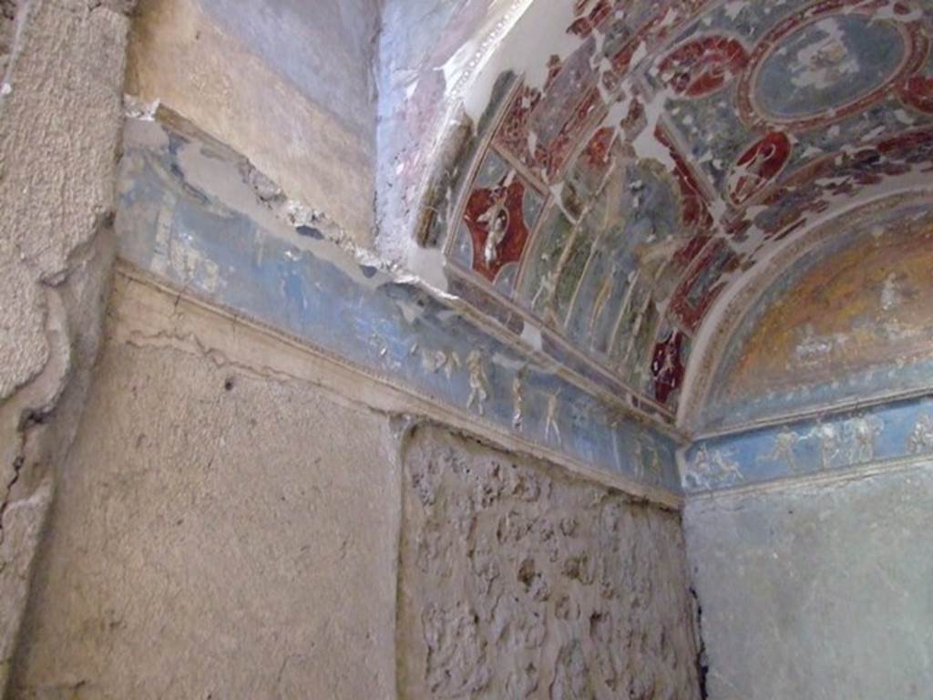 I.6.4 Pompeii.  March 2009. Room 16, Sacellum.  East side. Frieze showing scenes from the Iliad.
