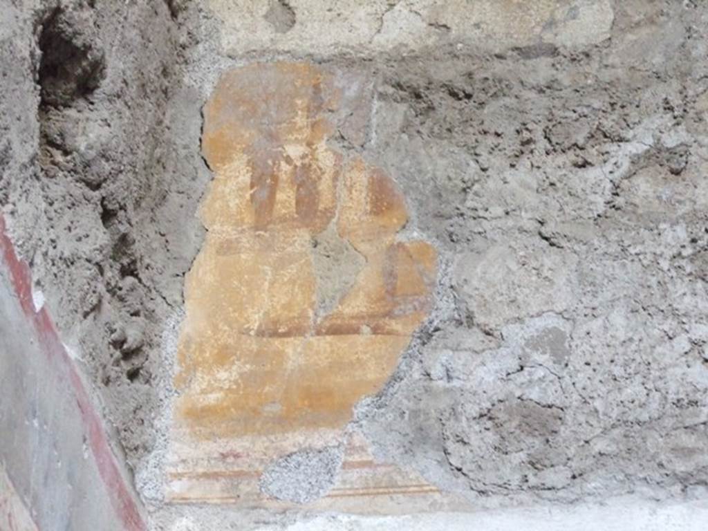 I.6.10 Pompeii. December 2007. South wall of rear room with remains of painted plaster.
