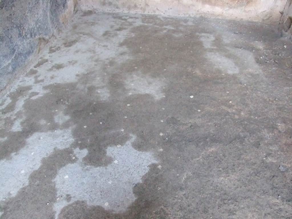 I.6.10 Pompeii. December 2007. Decorated floor of rear room consisting of beaten cocciopesto adorned with black and white tesserae arranged in alternating rows. 
