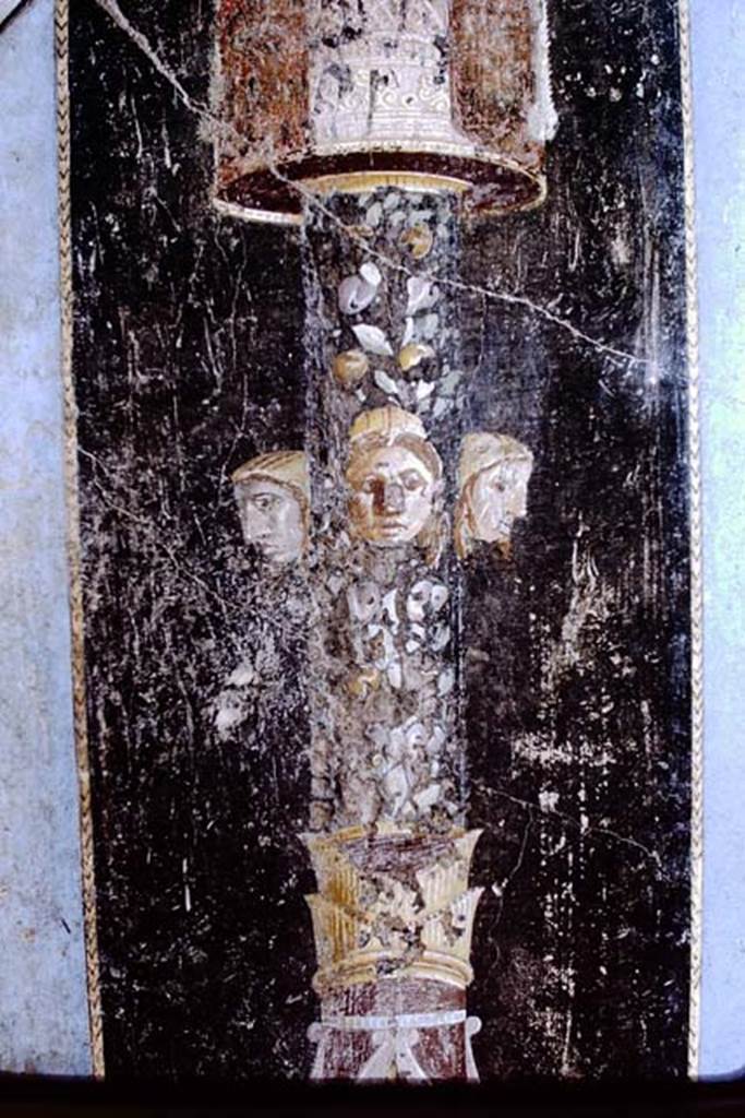 I.6.11 Pompeii, 1968. Detail of painted decoration from east wall in north-east corner of atrium. Photo by Stanley A. Jashemski.
Source: The Wilhelmina and Stanley A. Jashemski archive in the University of Maryland Library, Special Collections (See collection page) and made available under the Creative Commons Attribution-Non Commercial License v.4. See Licence and use details.
J68f0584