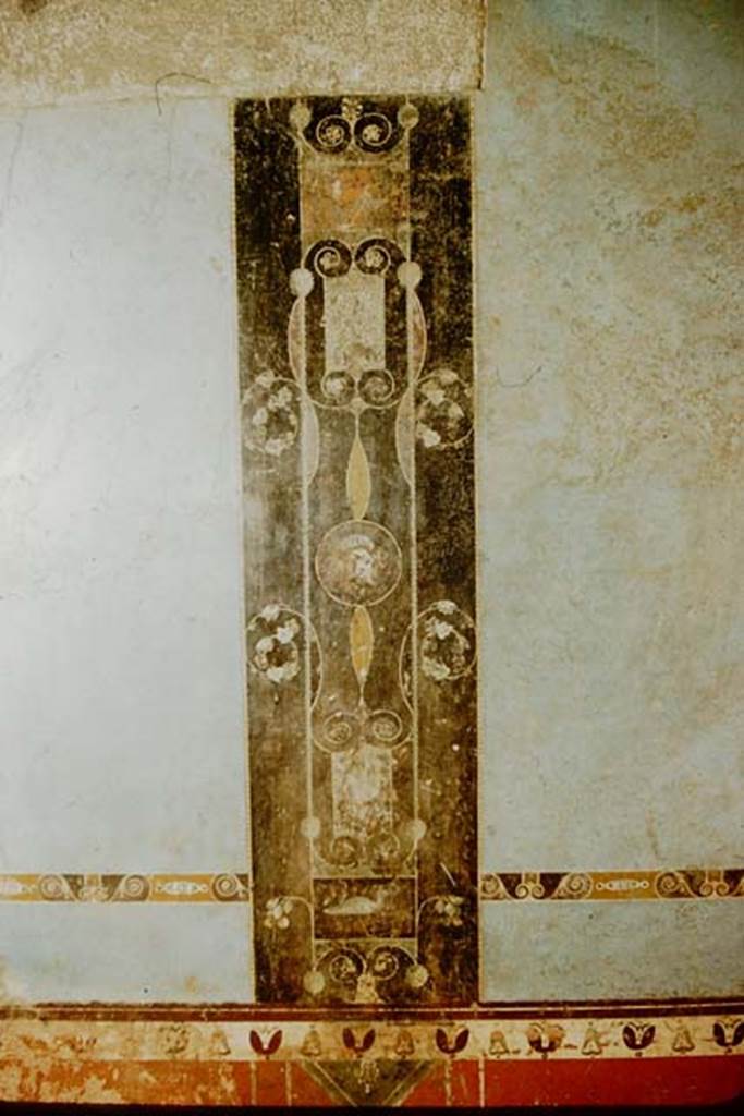 I.6.11 Pompeii. 1957. Decoration from east wall in north-east corner of atrium. Photo by Stanley A. Jashemski.
Source: The Wilhelmina and Stanley A. Jashemski archive in the University of Maryland Library, Special Collections (See collection page) and made available under the Creative Commons Attribution-Non Commercial License v.4. See Licence and use details.
J57f0264