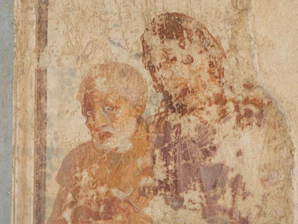 I.6.11 Pompeii. May 2015. Detail from fresco on east wall in north-east corner of atrium. Photo courtesy of Buzz Ferebee.