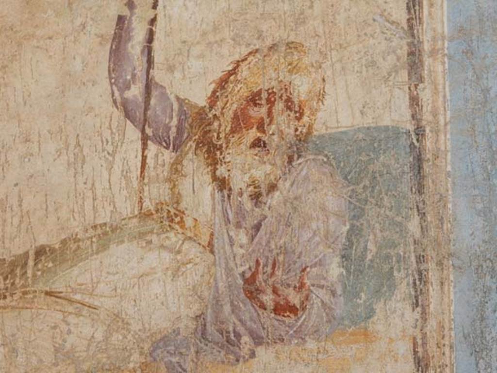 I.6.11 Pompeii. May 2015. Detail from fresco on east wall in north-east corner of atrium. Photo courtesy of Buzz Ferebee.