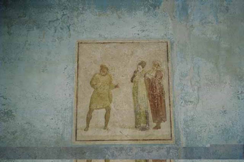 I.6.11 Pompeii. May 2010. East wall of atrium, wall painting of theatrical scene. Photo courtesy of Rick Bauer.