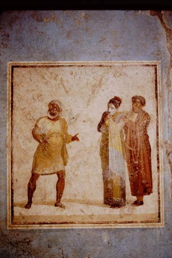 I.6.11 Pompeii. 1964. East wall of atrium, wall painting of theatrical scene. Photo by Stanley A. Jashemski.
Source: The Wilhelmina and Stanley A. Jashemski archive in the University of Maryland Library, Special Collections (See collection page) and made available under the Creative Commons Attribution-Non Commercial License v.4. See Licence and use details.
J64f1108