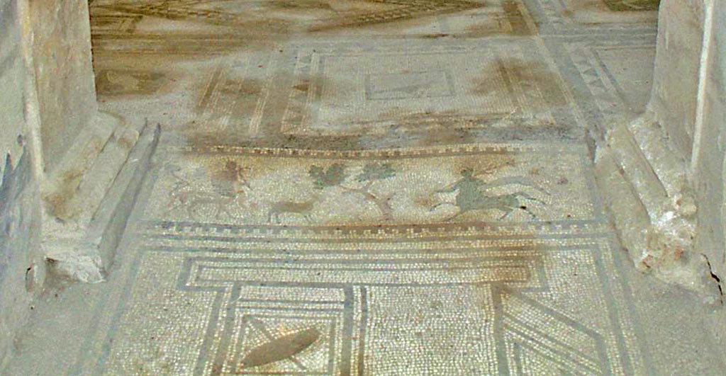I.7.1 Pompeii. October 2001. Entrance mosaic at end of entrance corridor, leading into atrium. Photo courtesy of Peter Woods.