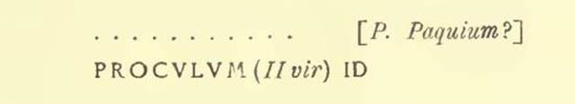 I.7.4-5 Pompeii. Proculum graffito CIL IV 7226.