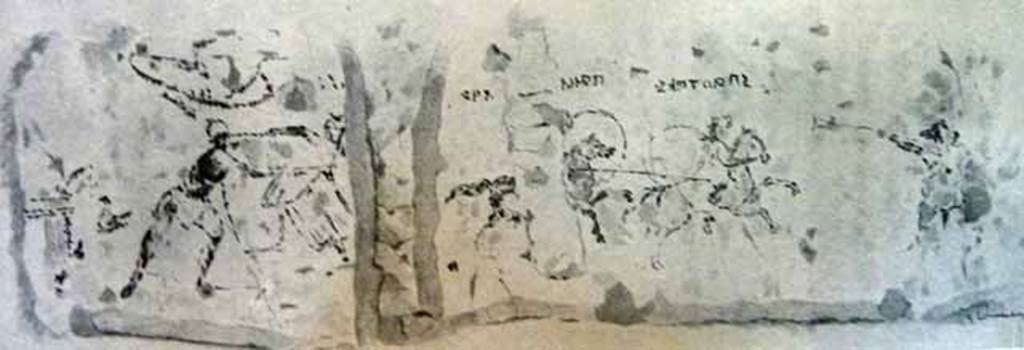 I.7.7 Pompeii. Remains of wall painting showing ancient battle.