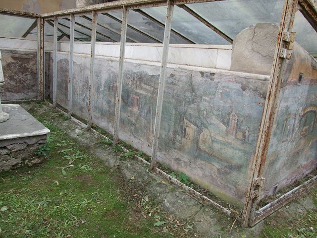 I.7.12 Pompeii. December 2006. Painted panel on inside of west side of summer triclinium.