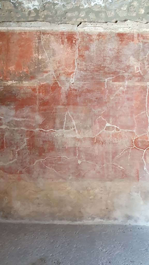 I.8.8 Pompeii. July 2021. Room 3, central panel on east wall with wall painting.
Foto Annette Haug, ERC Grant 681269 DÉCOR.
