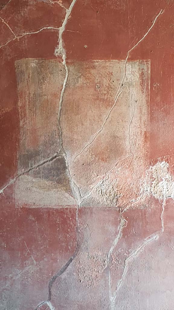 I.8.9 Pompeii. July 2021. Room 3, detail of central painting on south wall.
Foto Annette Haug, ERC Grant 681269 DÉCOR.
