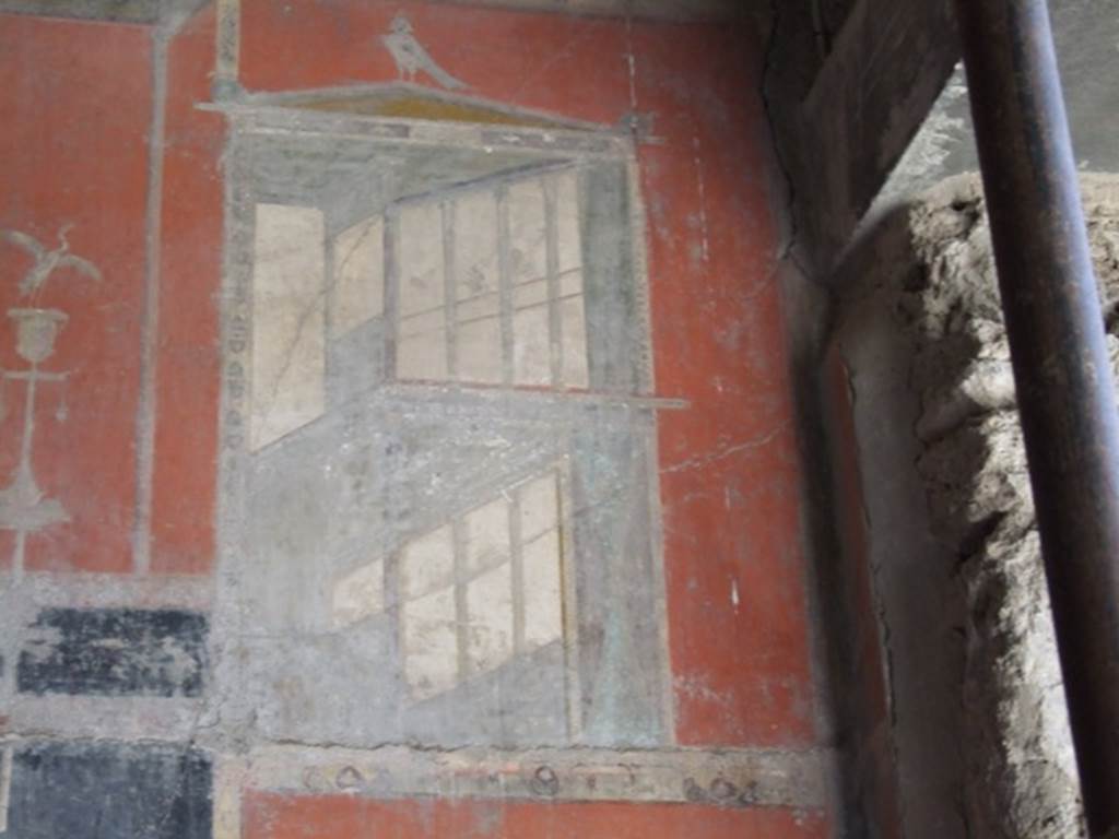 I.8.9 Pompeii.  March 2009. Room 7. Triclinium.  East wall.  Upper level.  Architectural painting at south end.