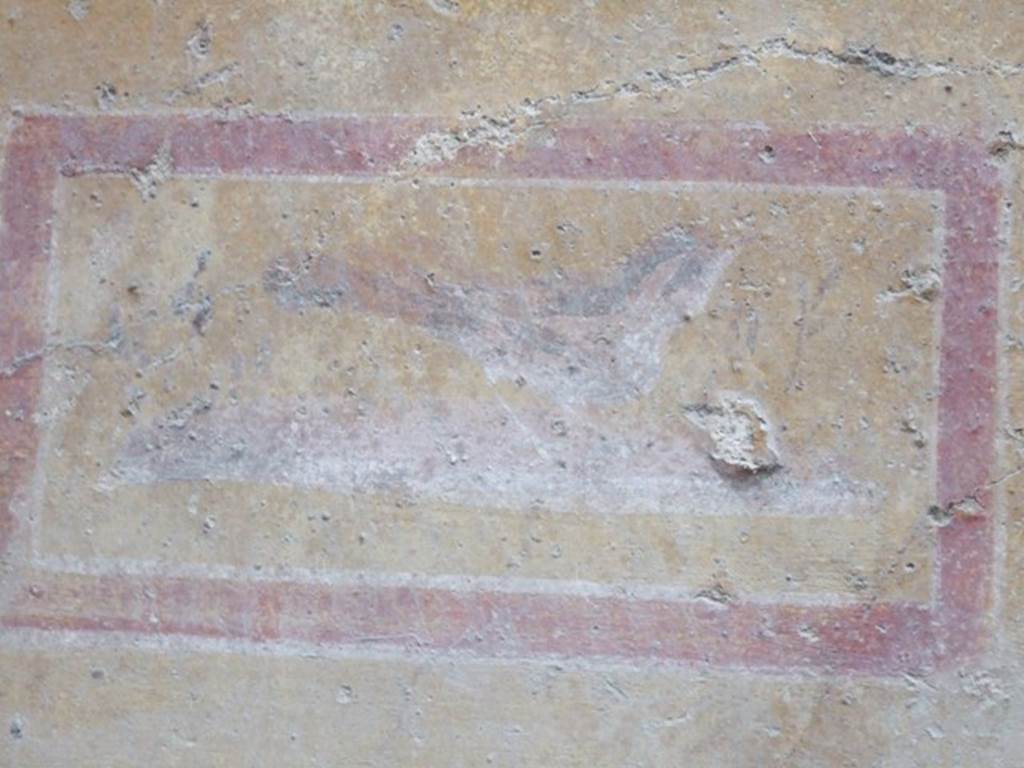 I.8.14 Pompeii. December 2007. Room 9, north wall at west end, with detail of painted panel with a bird. 