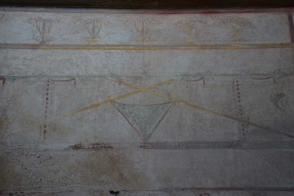 I.8.17 Pompeii. March 2019. Room 14, detail from upper north wall.
Foto Annette Haug, ERC Grant 681269 DÉCOR.
