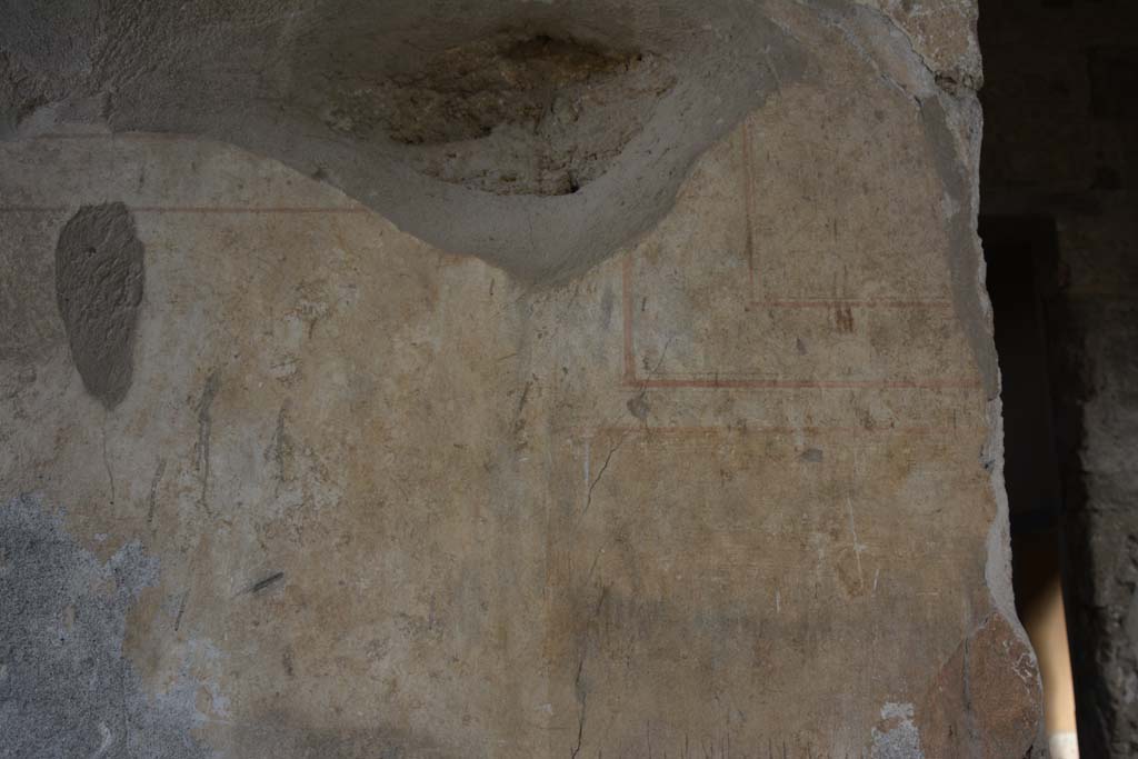 I.8.17 Pompeii. March 2019. Detail from north wall of entrance vestibule 2, at east end.
Foto Annette Haug, ERC Grant 681269 DCOR.
