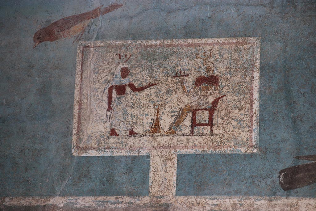 I.9.5 Pompeii. October 2024. Room 5, detail from north end of upper east wall. Photo courtesy of Klaus Heese.