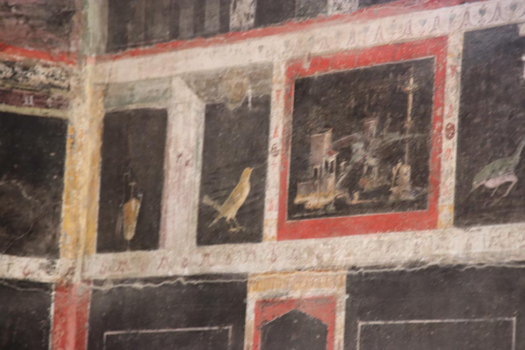 I.9.5 Pompeii. October 2024. Room 10, detail from upper east wall at north end. Photo courtesy of Klaus Heese