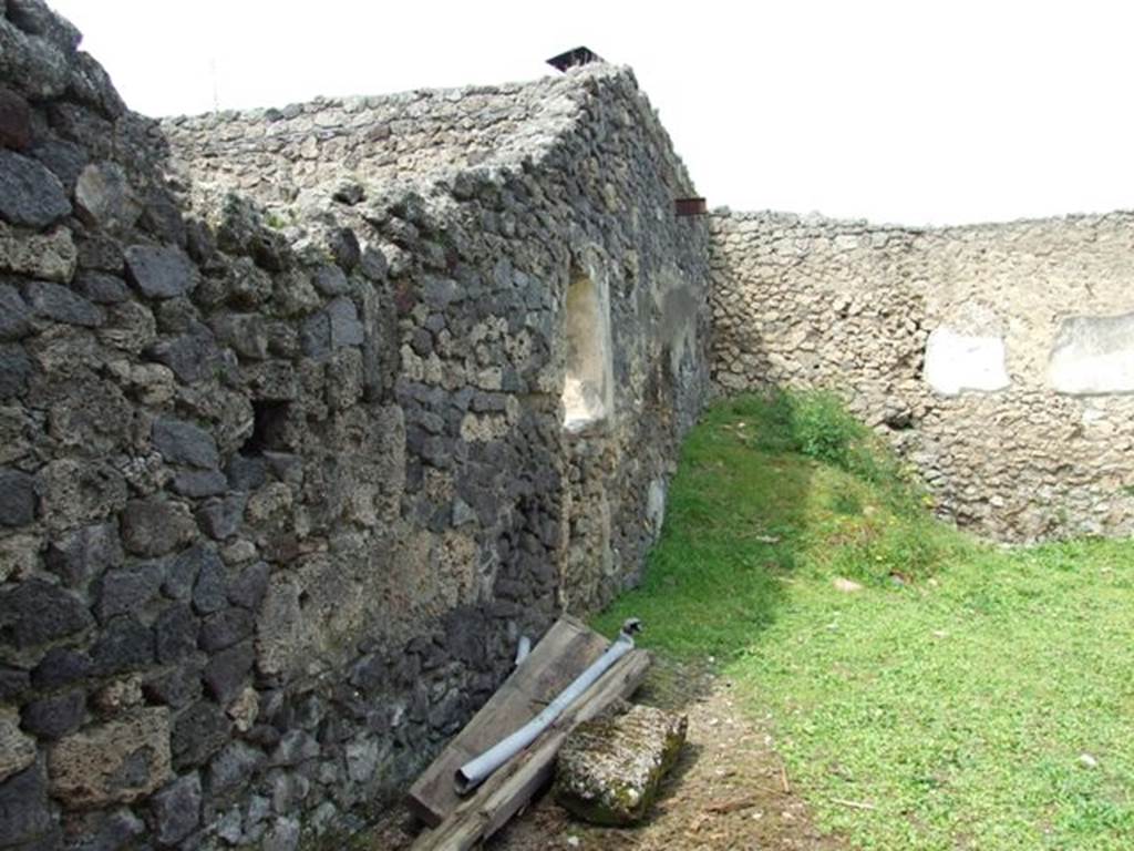 I.9.12 Pompeii. March 2009. Room 5, peristyle garden. West wall with niche, looking north.