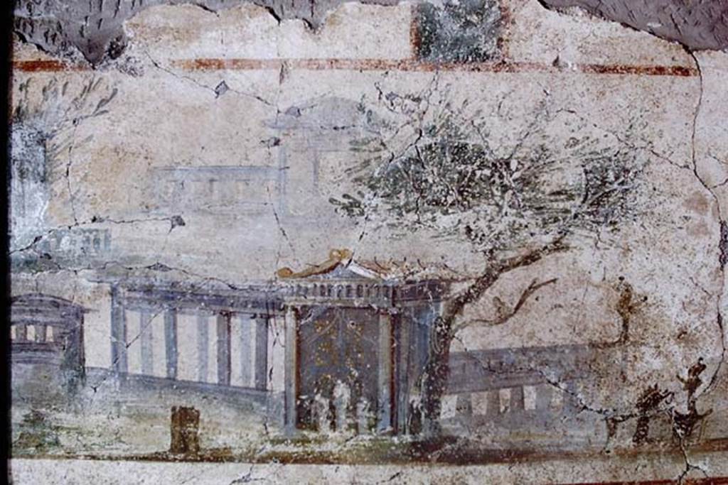 I.9.14 Pompeii., 1968. South end of landscape with three temples from upper west wall of garden area. Photo by Stanley A. Jashemski.
Source: The Wilhelmina and Stanley A. Jashemski archive in the University of Maryland Library, Special Collections (See collection page) and made available under the Creative Commons Attribution-Non Commercial License v.4. See Licence and use details. J68f1433