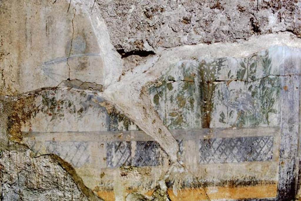 I.9.14 Pompeii. 1968. Room 2, detail from painted garden on north wall. Photo by Stanley A. Jashemski.
Source: The Wilhelmina and Stanley A. Jashemski archive in the University of Maryland Library, Special Collections (See collection page) and made available under the Creative Commons Attribution-Non Commercial License v.4. See Licence and use details.
J68f1419