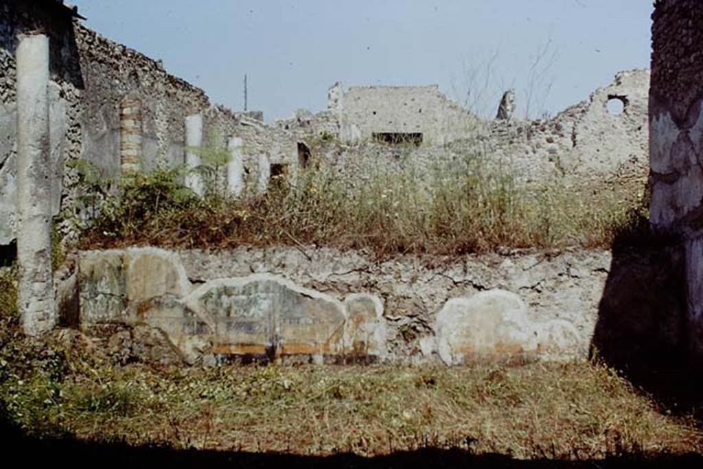 I.9.14 Pompeii. 1968. Looking north from lower area of garden to raised garden with retaining wall originally painted with garden scene. Photo by Stanley A. Jashemski.
Source: The Wilhelmina and Stanley A. Jashemski archive in the University of Maryland Library, Special Collections (See collection page) and made available under the Creative Commons Attribution-Non Commercial License v.4. See Licence and use details.
J68f1502
