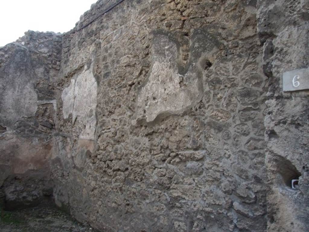 I.10.6 Pompeii. December 2007. West wall of workshop.