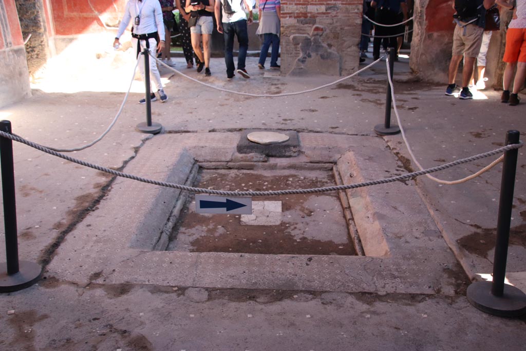 I.10.11 Pompeii. October 2022. Room 2, looking east across impluvium in atrium. Photo courtesy of Klaus Heese. 

