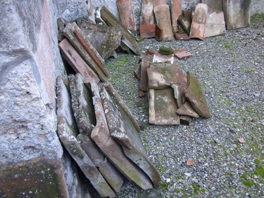 I.10.16 Pompeii.  March 2009.  Garden area.  Roof tiles.