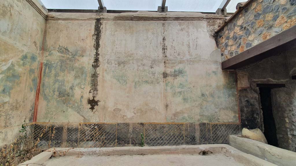I.11.16 Pompeii. July 2021. Looking towards east wall of triclinium.
Foto Annette Haug, ERC Grant 681269 DÉCOR.
