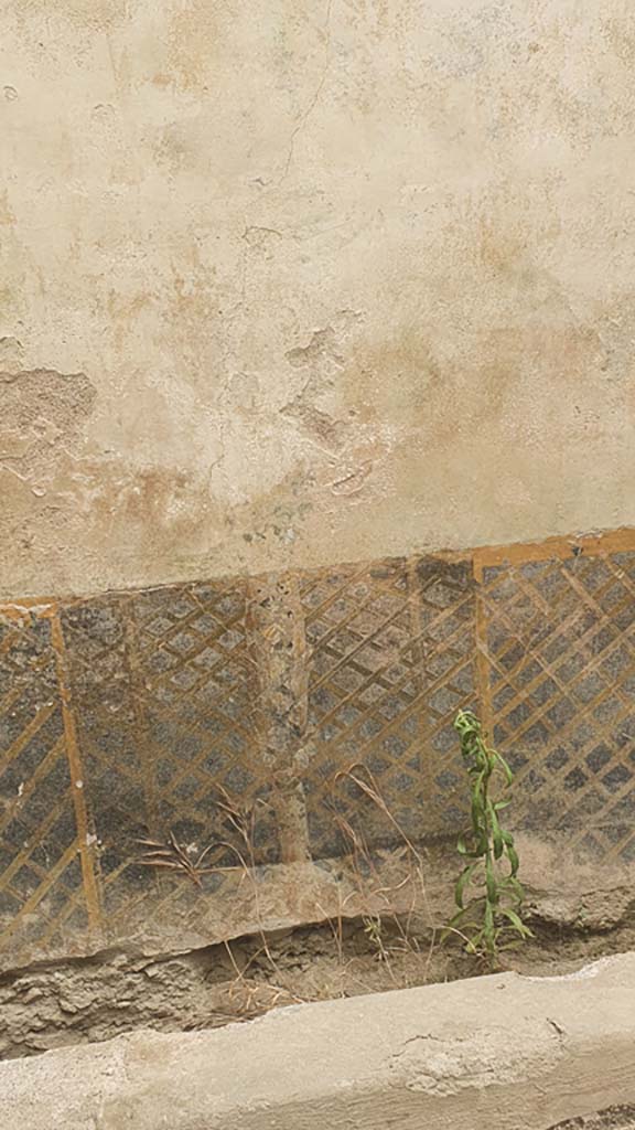 I.11.16 Pompeii. July 2021. Room 6, detail from centre of lower east wall.
Foto Annette Haug, ERC Grant 681269 DÉCOR.
