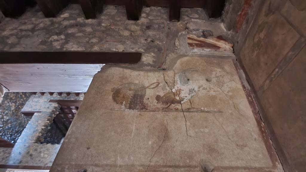 I.12.3 Pompeii. July 2021. Room 2, upper north wall in north-east corner.
Foto Annette Haug, ERC Grant 681269 DÉCOR