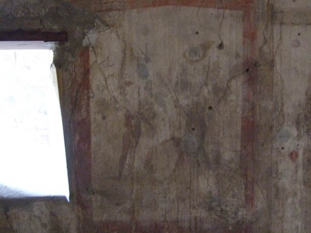 I.12.3 Pompeii. March 2009. Room 2, centre of west wall. Wall painting on north side of window. Ariadne and Theseus. See Bragantini, de Vos, Badoni, 1981. Pitture e Pavimenti di Pompei, Parte 1. Rome: ICCD. (p.169).