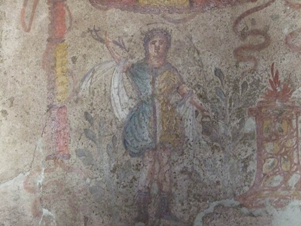 I.12.3 Pompeii. March 2009. Room 4, detail of Lar from lararium.