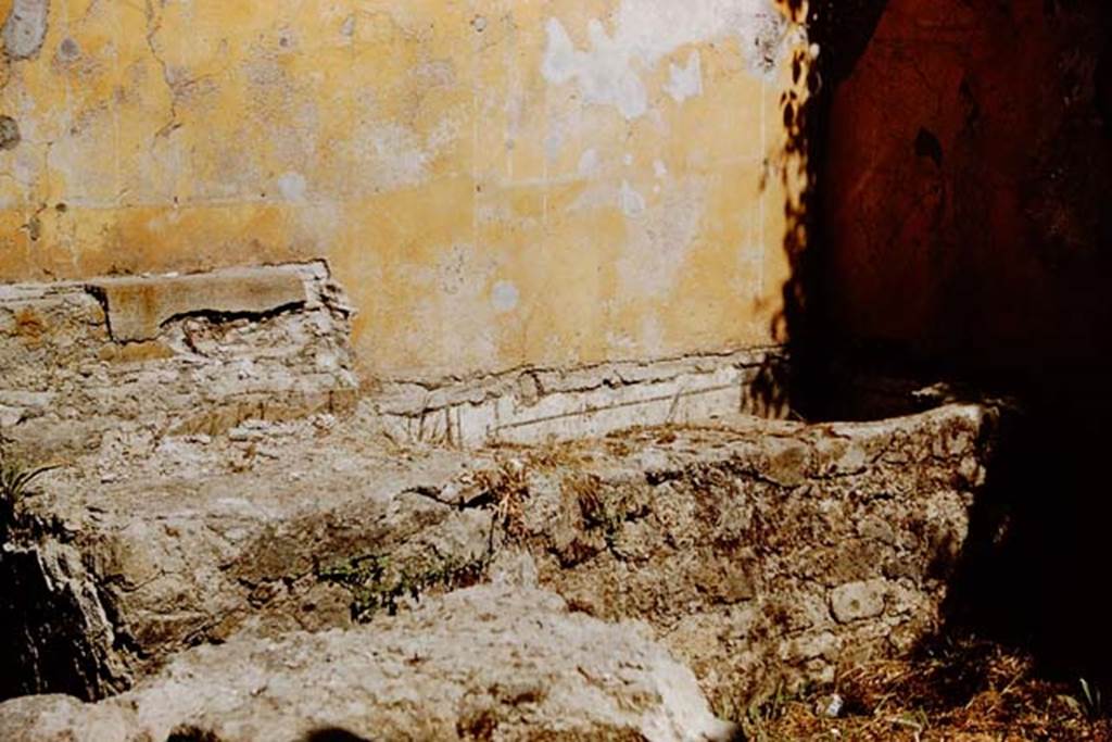 I.12.5 Pompeii. 1959. East wall with counter and remains of shelving. Photo by Stanley A. Jashemski.
Source: The Wilhelmina and Stanley A. Jashemski archive in the University of Maryland Library, Special Collections (See collection page) and made available under the Creative Commons Attribution-Non Commercial License v.4. See Licence and use details.
J59f0491

