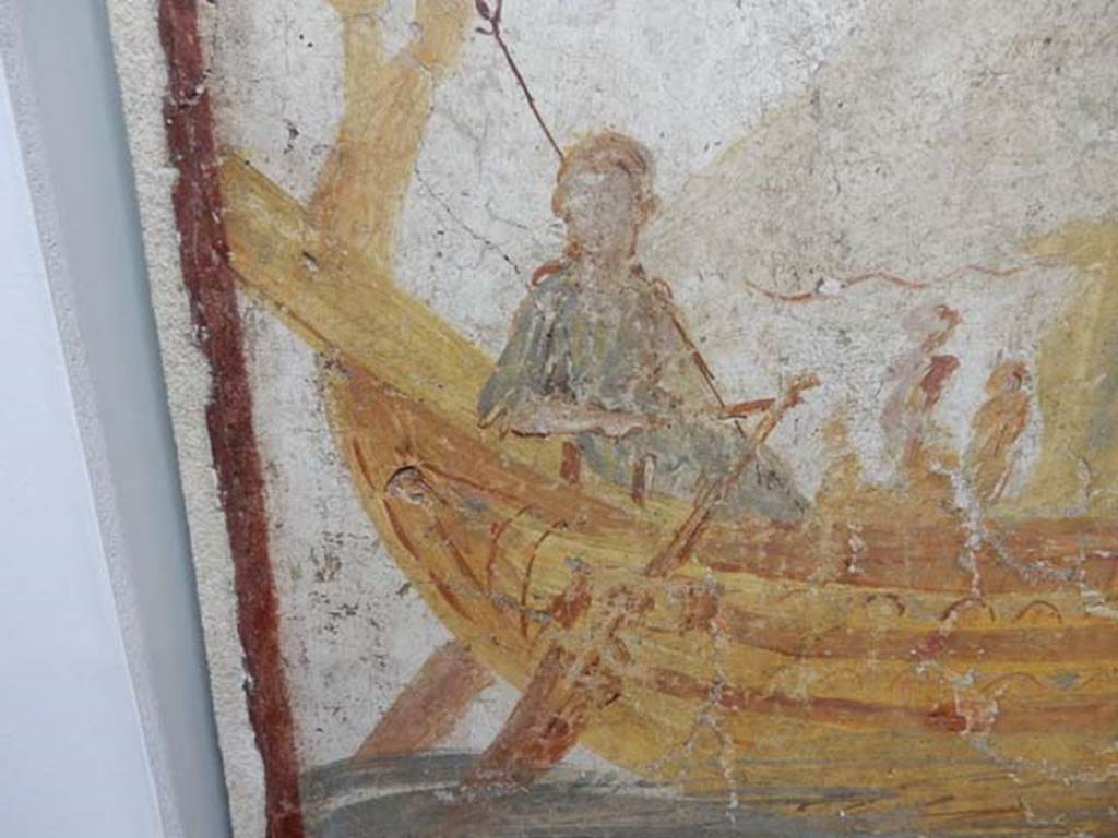 I.13.9 Pompeii. May 2018. Boscoreale Antiquarium.
Detail of Venus at the rudder from wall painting on exterior wall on south side of the entrance. Photo courtesy of Buzz Ferebee.