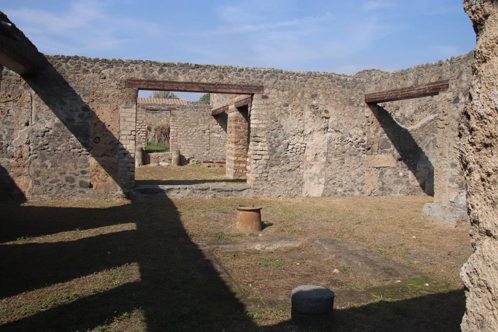 I.13.12 Pompeii. October 2023. Looking towards north wall of atrium and north-east corner with ala. Photo courtesy of Klaus Heese.